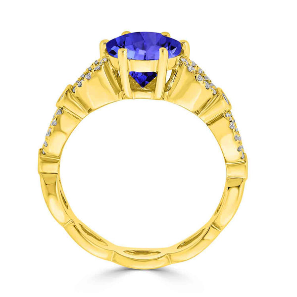 2.2ct Round Tanzanite Ring with 0.23 cttw Diamond