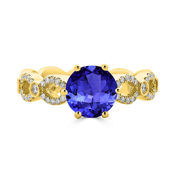 2.2ct Round Tanzanite Ring with 0.23 cttw Diamond