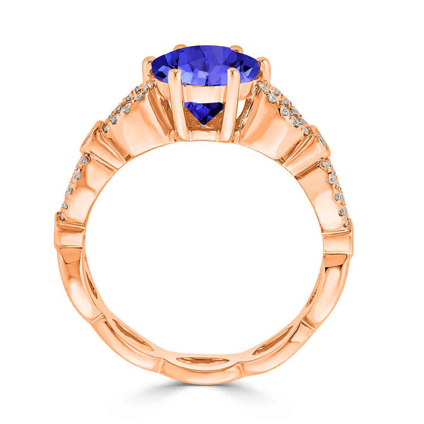 2.2ct Round Tanzanite Ring with 0.23 cttw Diamond