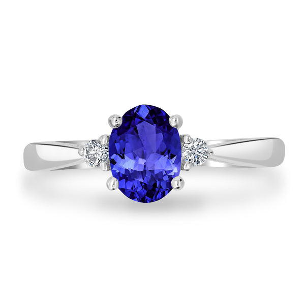 0.98ct Oval Tanzanite Ring with 0.07 cttw Diamond