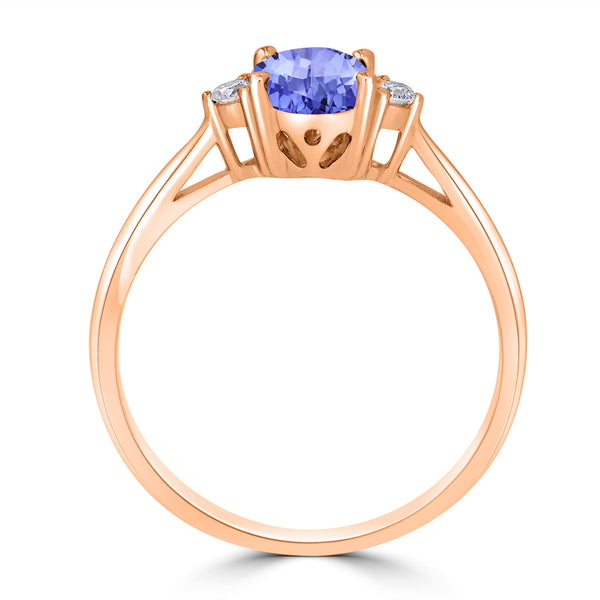 0.98ct Oval Tanzanite Ring with 0.07 cttw Diamond