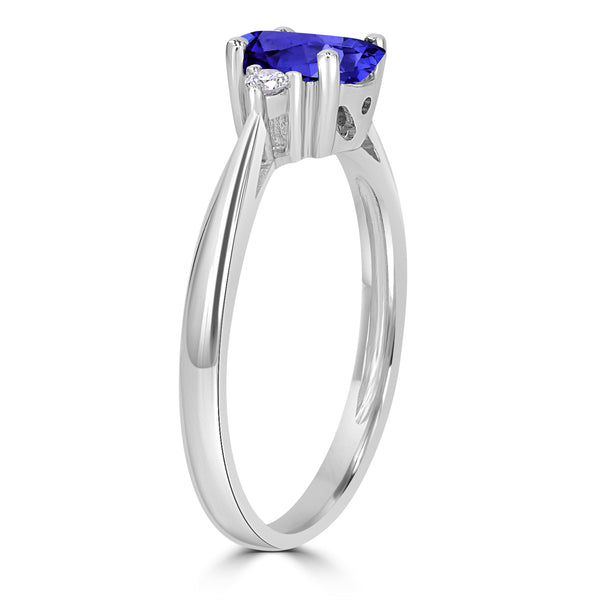 0.98ct Oval Tanzanite Ring with 0.07 cttw Diamond