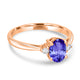 0.98ct Oval Tanzanite Ring with 0.07 cttw Diamond
