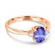0.98ct Oval Tanzanite Ring with 0.07 cttw Diamond