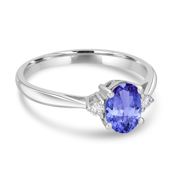0.98ct Oval Tanzanite Ring with 0.07 cttw Diamond