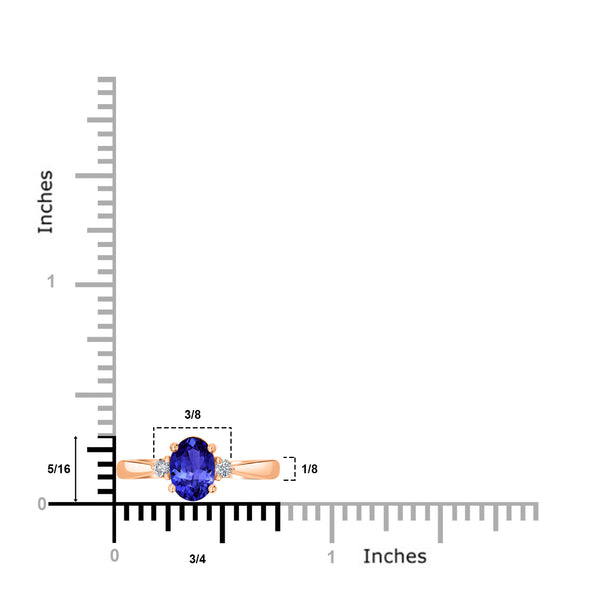 0.98ct Oval Tanzanite Ring with 0.07 cttw Diamond