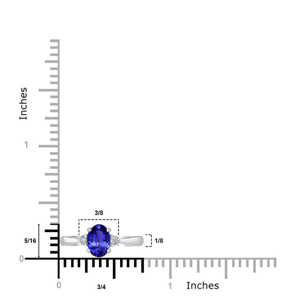 0.98ct Oval Tanzanite Ring with 0.07 cttw Diamond