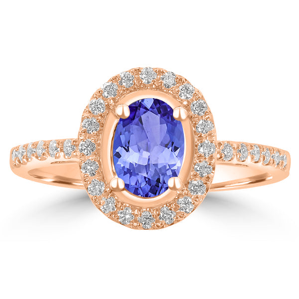 0.76ct Oval Tanzanite Ring with 0.23 cttw Diamond