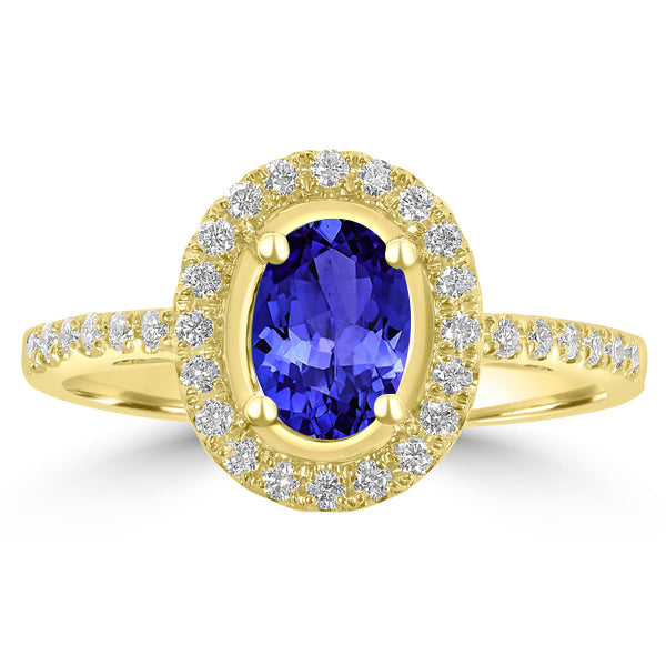 0.76ct Oval Tanzanite Ring with 0.23 cttw Diamond