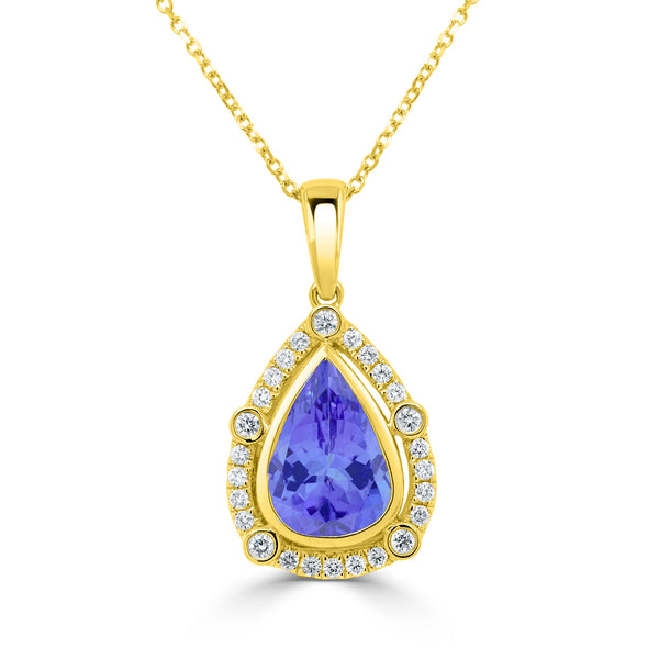 2.9ct Pear Tanzanite Pendant with 0.27 cttw Diamond