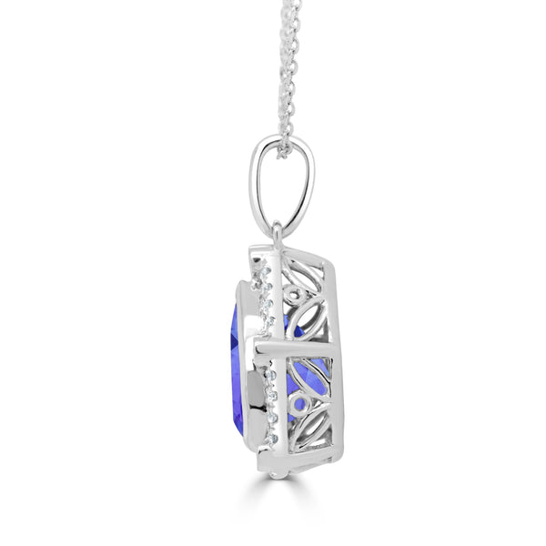 2.9ct Pear Tanzanite Pendant with 0.27 cttw Diamond