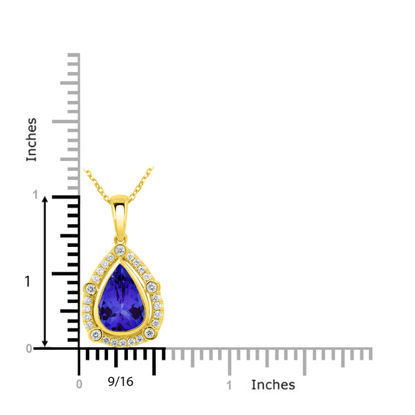 2.9ct Pear Tanzanite Pendant with 0.27 cttw Diamond