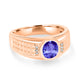 1ct Oval Tanzanite Men's Ring with 0.03 cttw Diamond