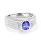 1ct Oval Tanzanite Men's Ring with 0.03 cttw Diamond