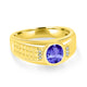 1ct Oval Tanzanite Men's Ring with 0.03 cttw Diamond