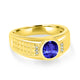 1ct Oval Tanzanite Men's Ring with 0.03 cttw Diamond