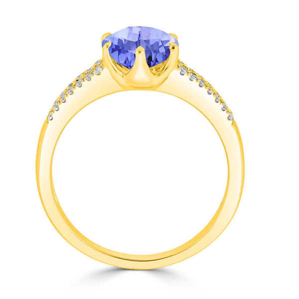 1.7ct Round Tanzanite Ring with 0.11 cttw Diamond