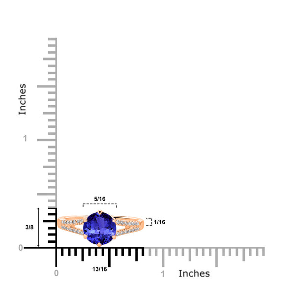 1.7ct Round Tanzanite Ring with 0.11 cttw Diamond