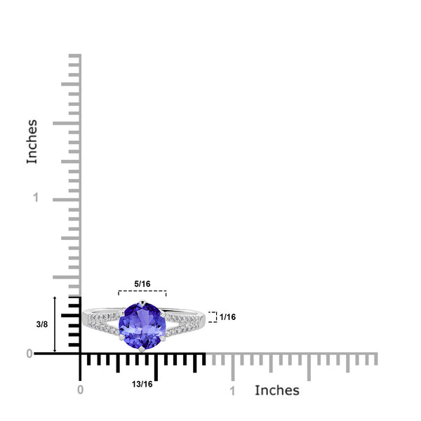 1.7ct Round Tanzanite Ring with 0.11 cttw Diamond