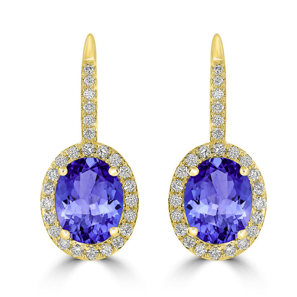 3.6ct Oval Tanzanite Halo Earring with 0.48 cttw Diamond