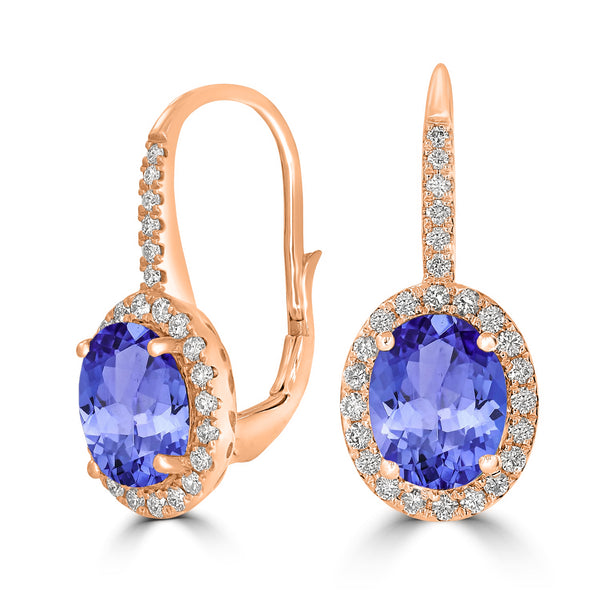 3.6ct Oval Tanzanite Halo Earring with 0.48 cttw Diamond