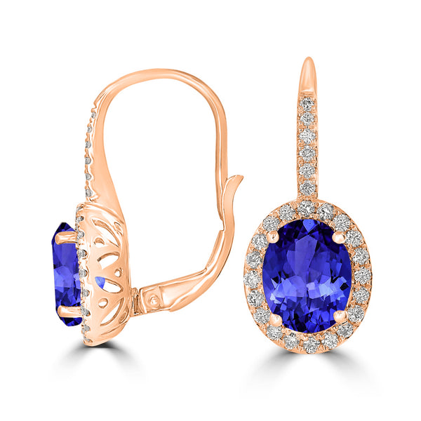 3.6ct Oval Tanzanite Halo Earring with 0.48 cttw Diamond