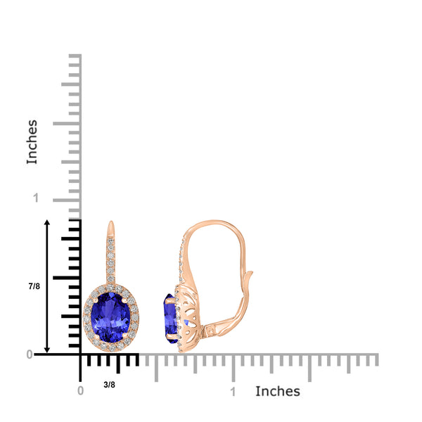 3.6ct Oval Tanzanite Halo Earring with 0.48 cttw Diamond