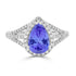 2.05ct Pear Tanzanite Ring with 0.32 cttw Diamond