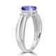 1.2ct Oval Tanzanite Ring with 0.09 cttw Diamond