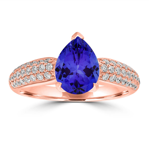 1.75ct Pear Tanzanite Ring with 0.38 cttw Diamond