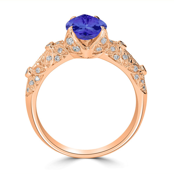 1.75ct Pear Tanzanite Ring with 0.31 cttw Diamond