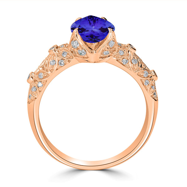 1.75ct Pear Tanzanite Ring with 0.31 cttw Diamond