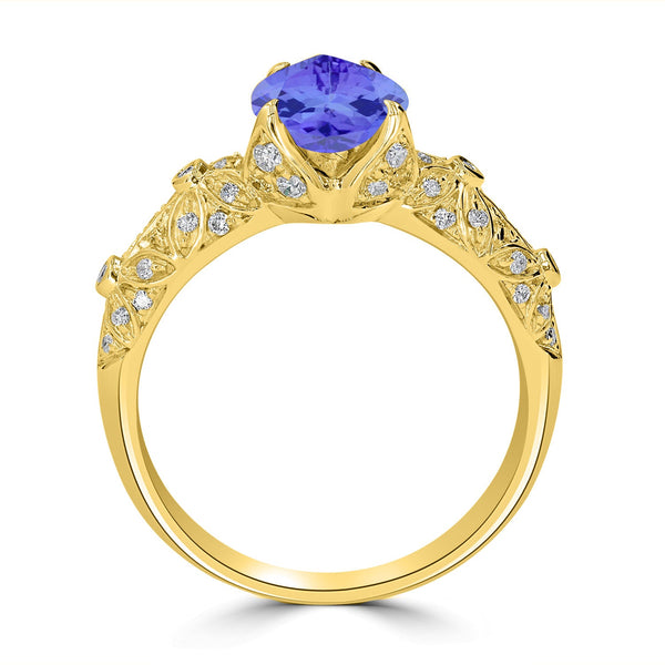 1.75ct Pear Tanzanite Ring with 0.31 cttw Diamond