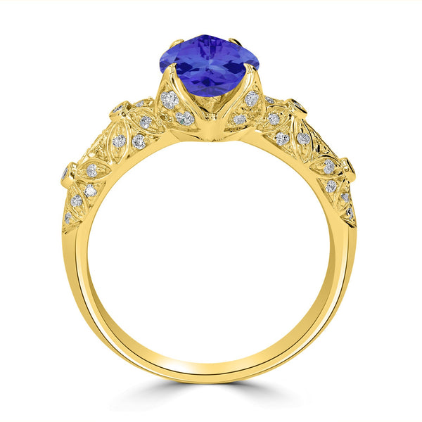 1.75ct Pear Tanzanite Ring with 0.31 cttw Diamond