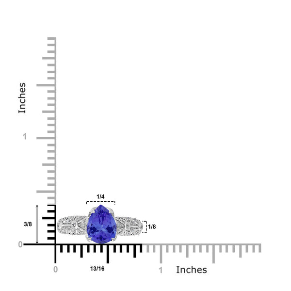 1.75ct Pear Tanzanite Ring with 0.31 cttw Diamond