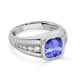 2 ct Cushion Tanzanite Men's Ring with 0.36 cttw Diamond