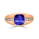 2 ct Cushion Tanzanite Men's Ring with 0.36 cttw Diamond