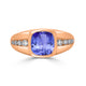 2 ct Cushion Tanzanite Men's Ring with 0.36 cttw Diamond