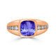 2 ct Cushion Tanzanite Men's Ring with 0.36 cttw Diamond