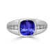 2 ct Cushion Tanzanite Men's Ring with 0.36 cttw Diamond