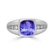 2 ct Cushion Tanzanite Men's Ring with 0.36 cttw Diamond