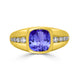 2 ct Cushion Tanzanite Men's Ring with 0.36 cttw Diamond