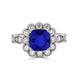 2.4ct Cushion Tanzanite Ring with 0.85 cttw Diamond