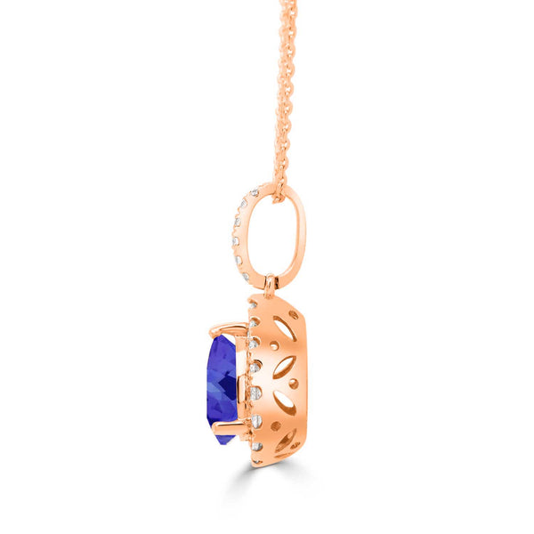 1.15ct Pear Tanzanite Pendant with 0.26 cttw Diamond