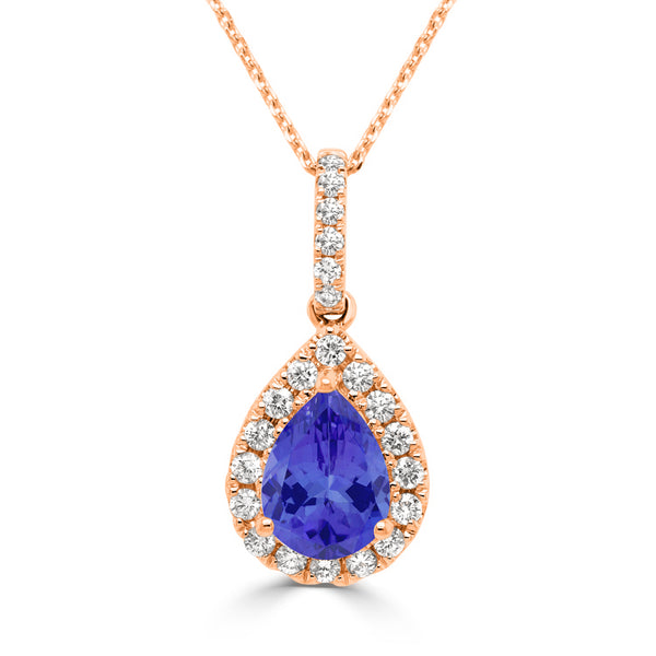 1.15ct Pear Tanzanite Pendant with 0.26 cttw Diamond