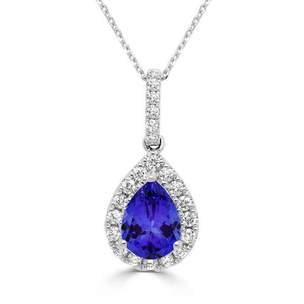 1.15ct Pear Tanzanite Pendant with 0.26 cttw Diamond