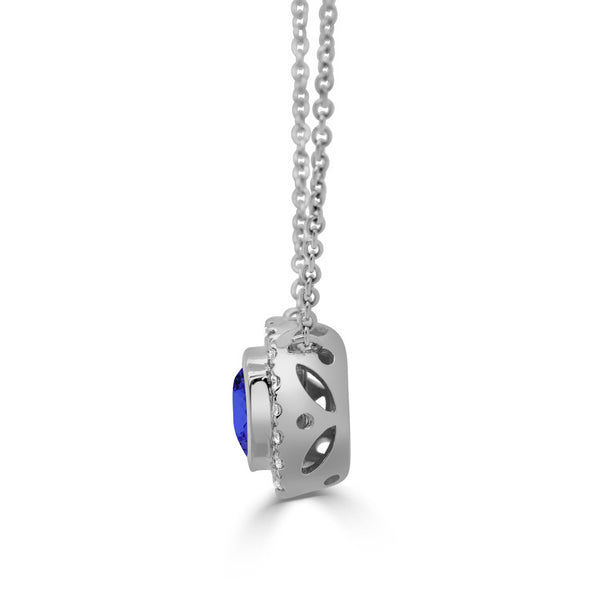 0.85ct Cushion Tanzanite Pendant with 0.16 cttw Diamond