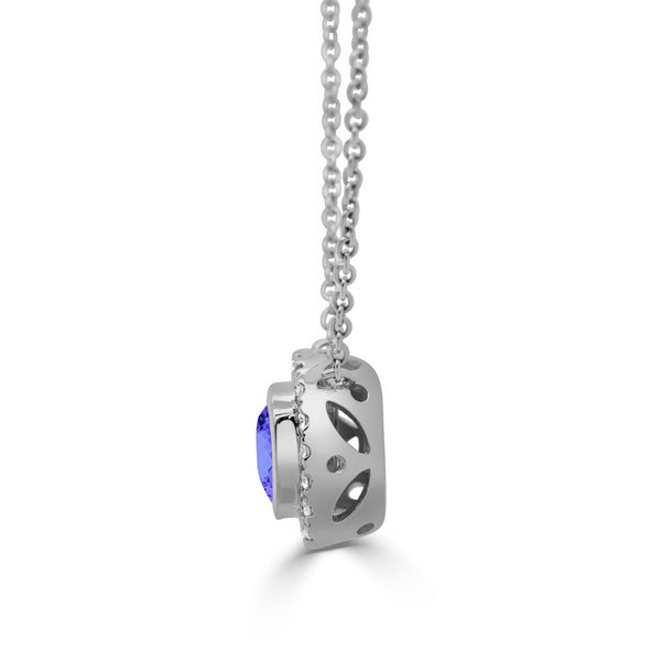 0.85ct Cushion Tanzanite Pendant with 0.16 cttw Diamond