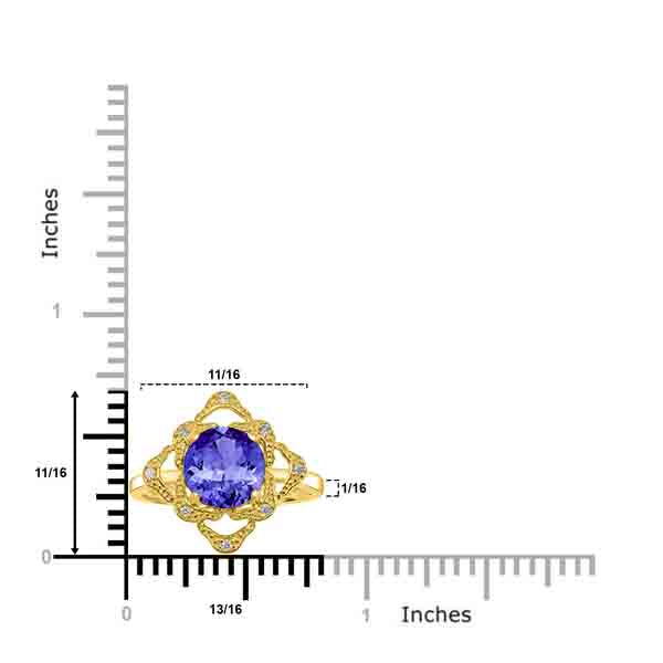 2.2ct Round Tanzanite Ring with 0.05 cttw Diamond
