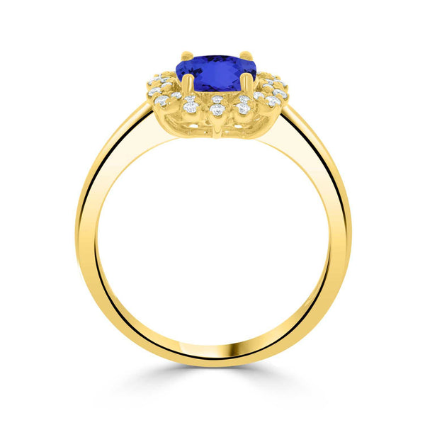 1ct Oval Tanzanite Ring with 0.13 cttw Diamond